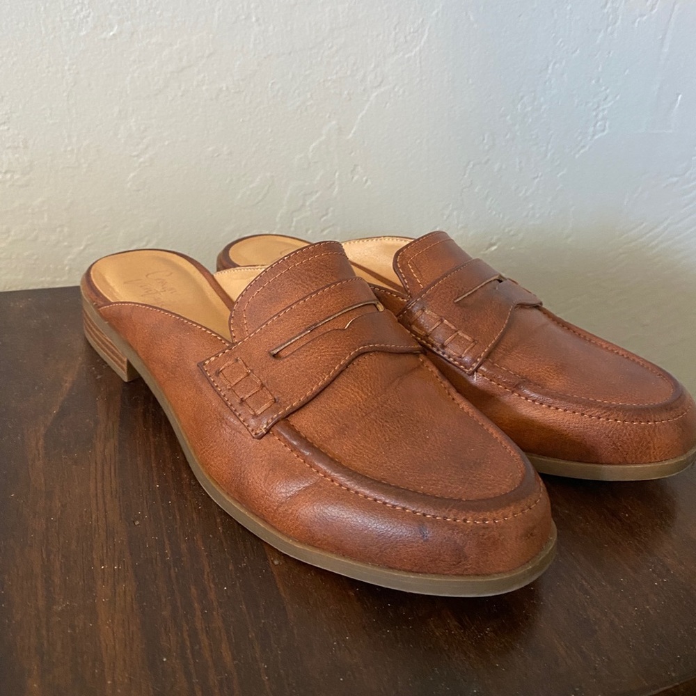 Women’s Brown Slip On Mule Loafers Size 8